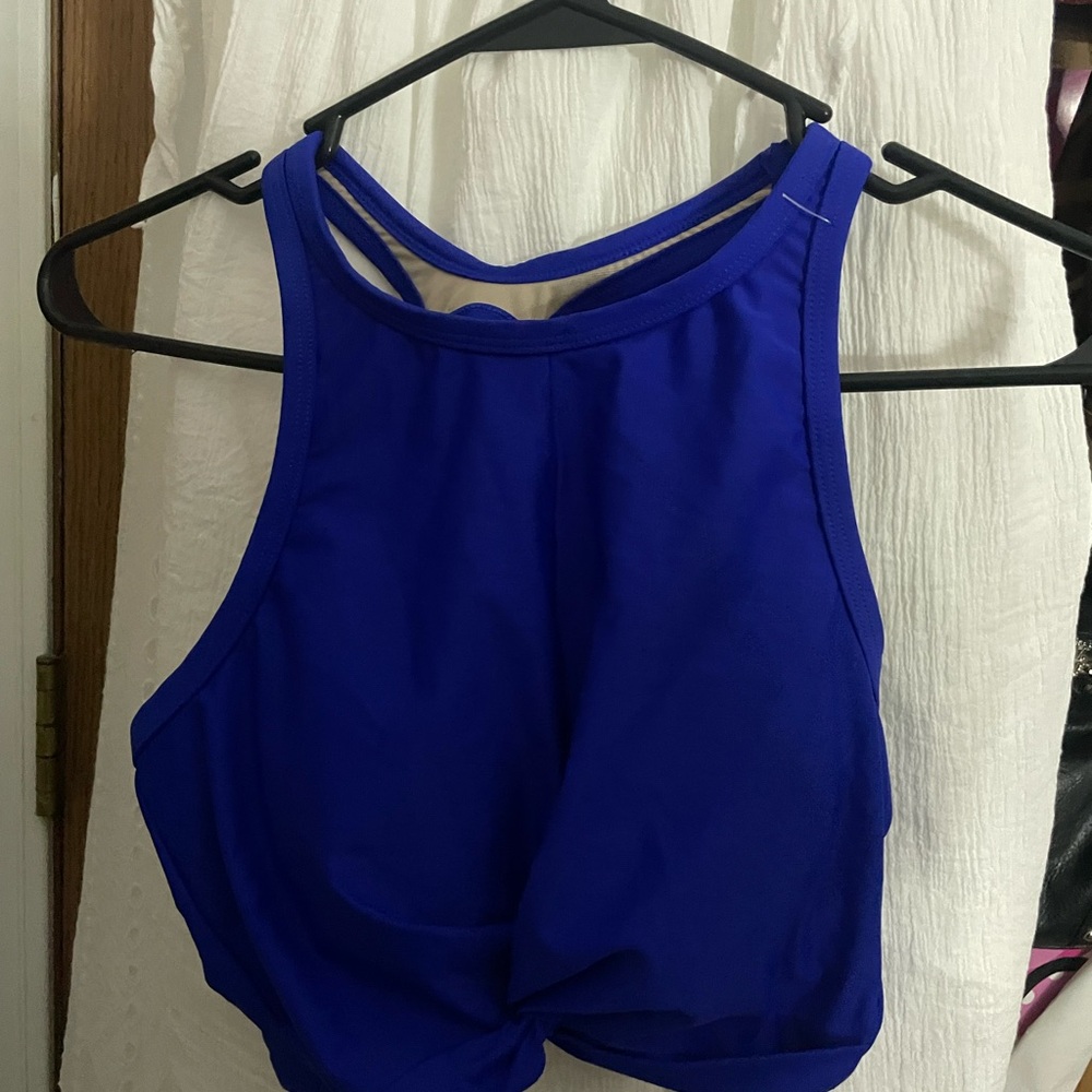 Shade & Shore Royal Blue High Neck Swim Top